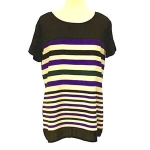 Brody Myles Zip Back Striped Pull On Blouse-Sz. Lrg